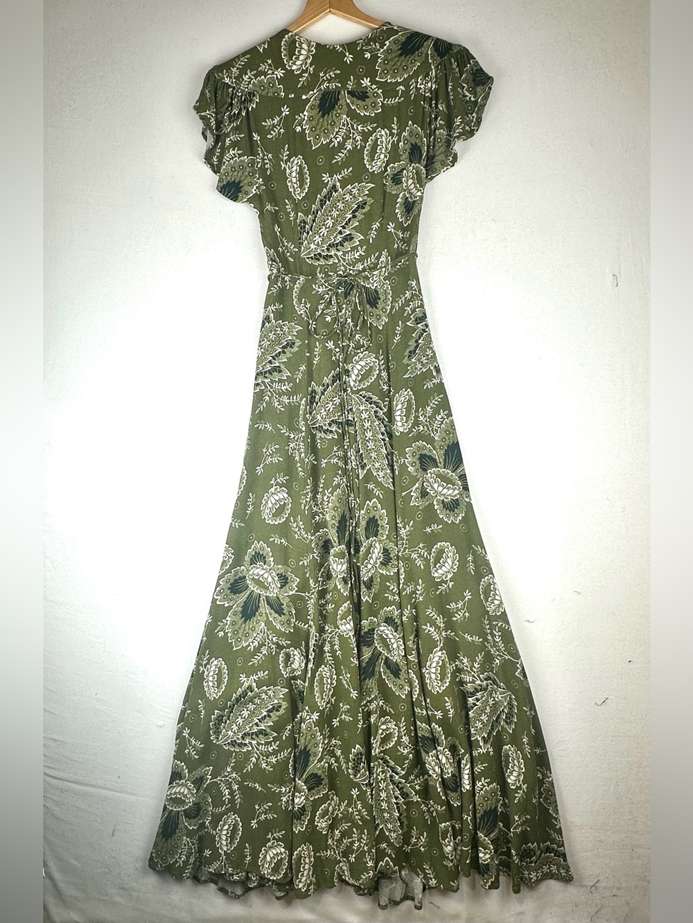 Reformation Dark Green Paisley Tie-Front Maxi Dress - Picture 6 of 11